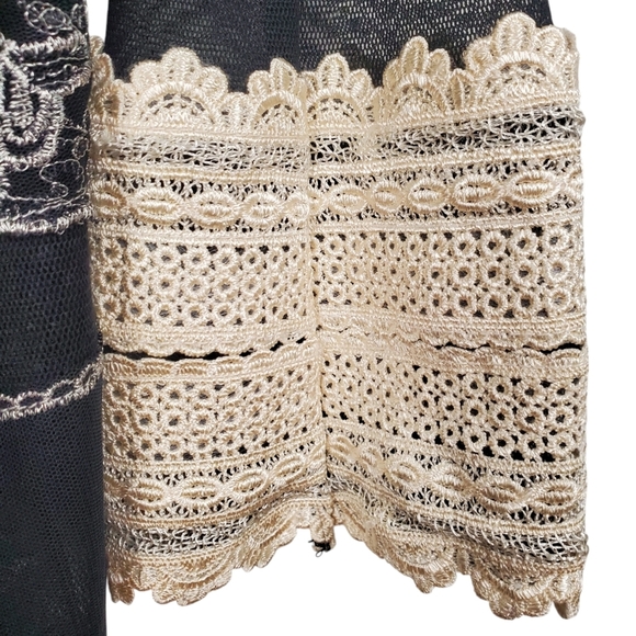 Paradiso Sheer Blouse. Black with lace and bead embellishments. LG - Picture 6 of 13